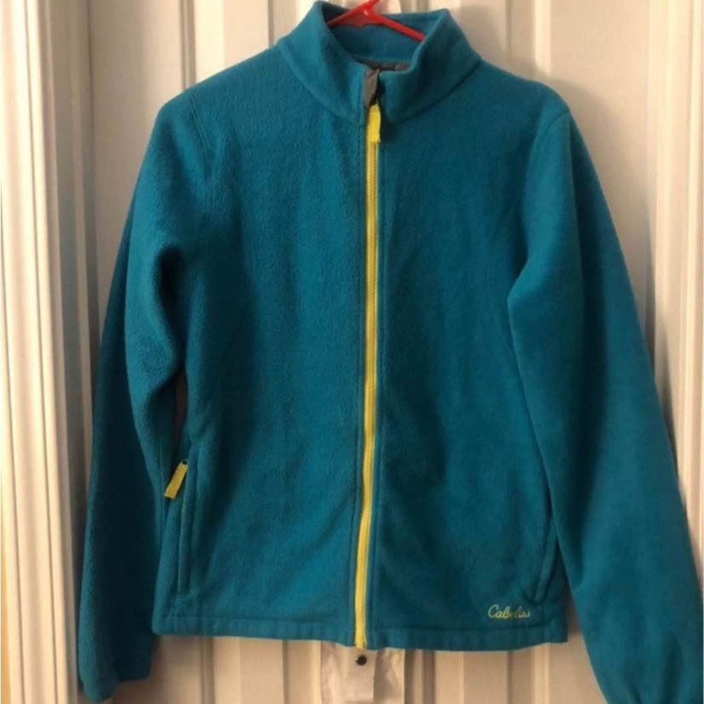 Cabela's Kids Teal Fleece Jacket with Yellow Zipper